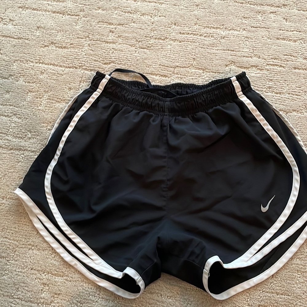 Womens black with white stripe Nike shorts